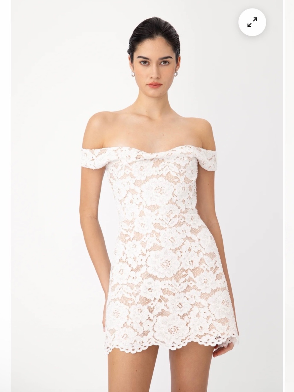SAU LEE DAPHNE LACE MINI DRESS BRIDAL LACE